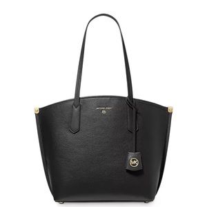Michael Kors black leather Large Jane Tote gold trim. Jetset